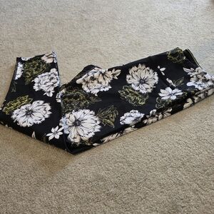 Calvin Klein Black Leggings with White and Yellow Floral Print